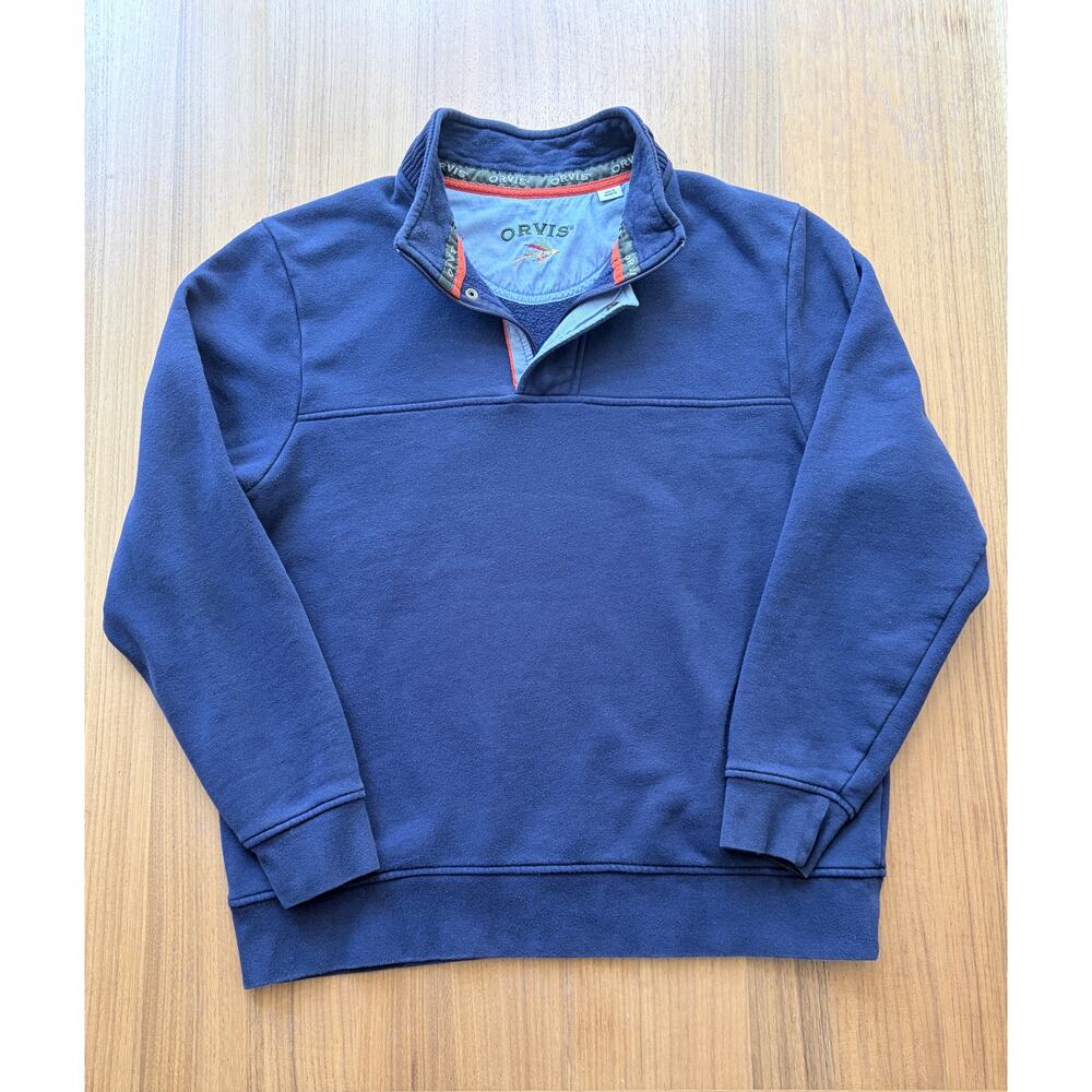 Orvis Signature Men's Navy Blue Quarter-Zip Sweatshirt Large